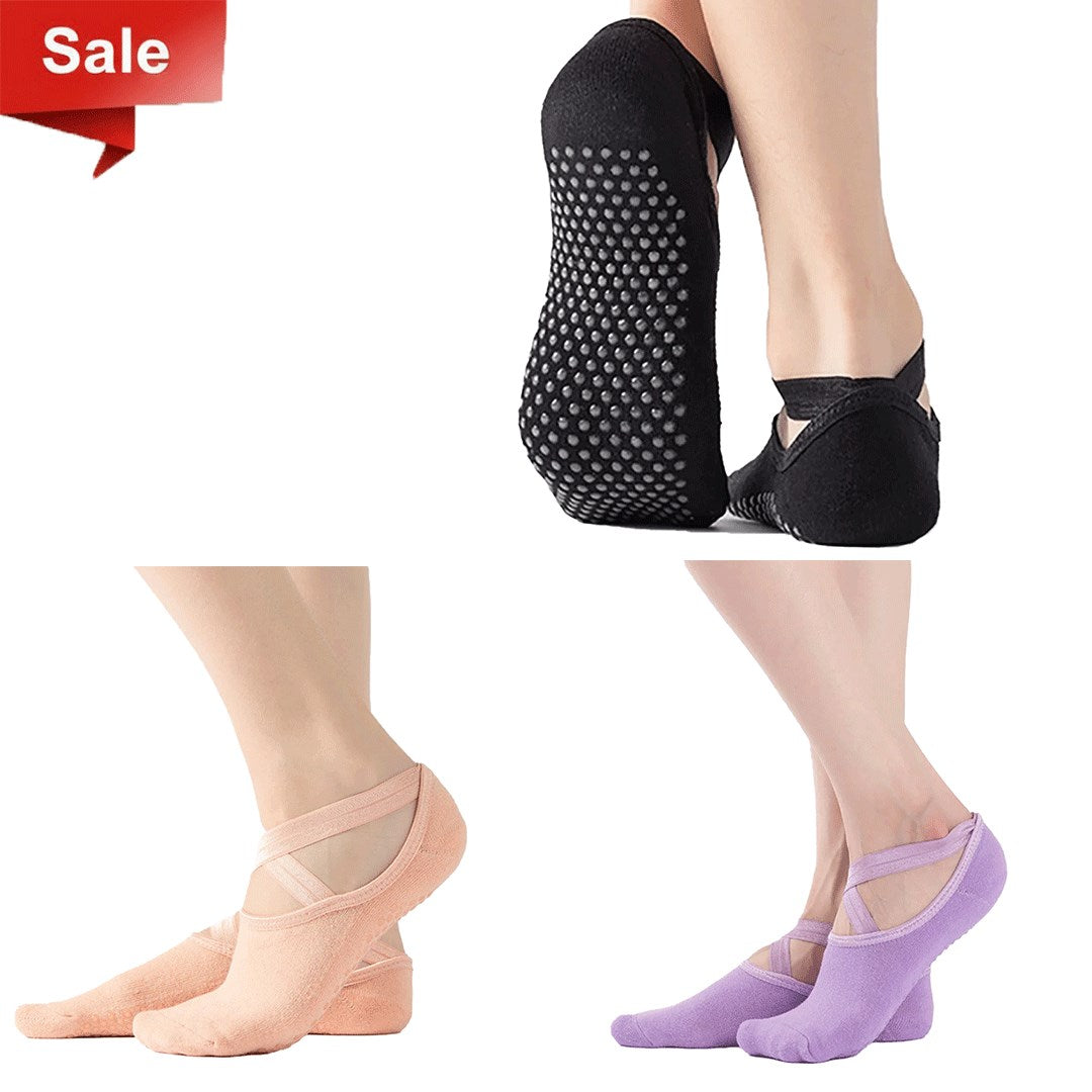 (3x) Pilates Non-Slip Grip Socks Offer