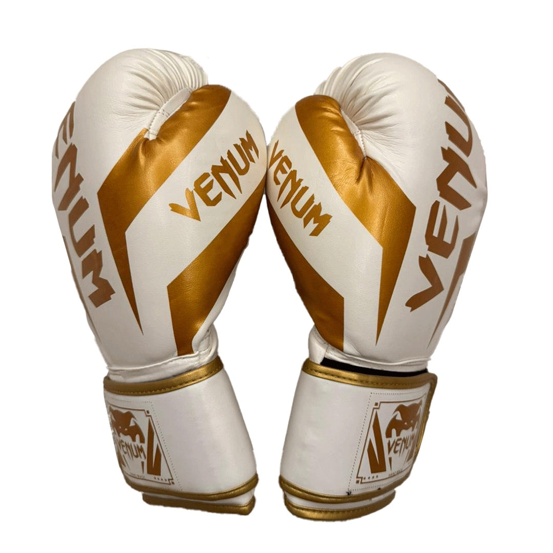 High Quality Boxing Gloves Pair (White/Gold)