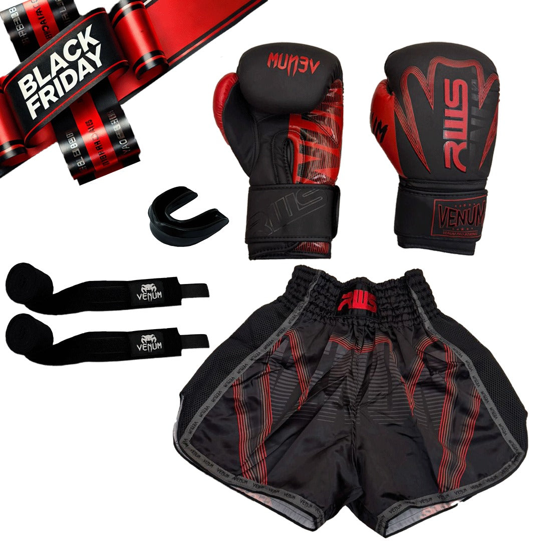 Boxing Gloves + Hand Wraps + Shorts + Mouthguard