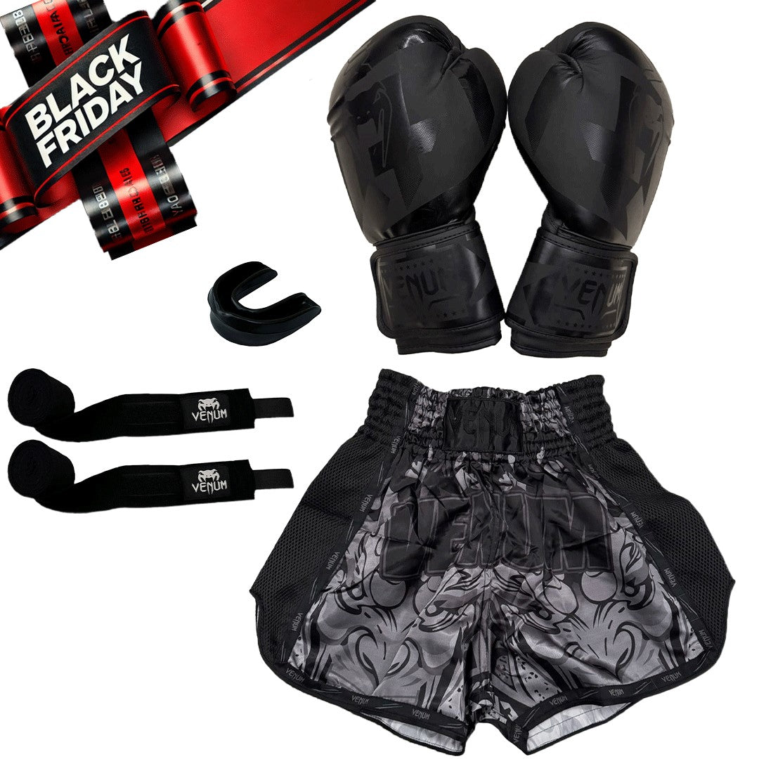 Boxing Gloves + Hand Wraps + Shorts + Mouthguard