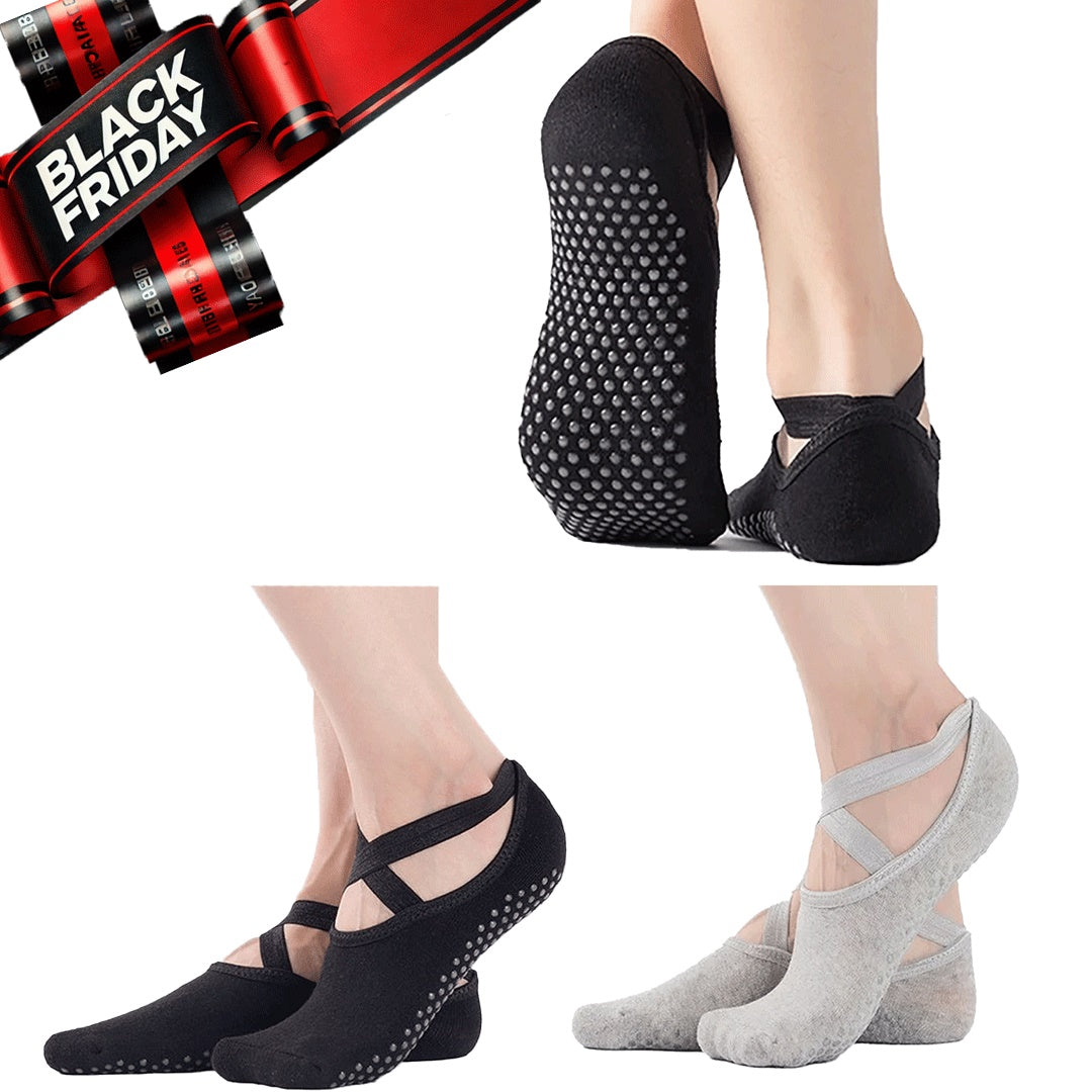 (3x) Pilates Non-Slip Grip Socks Offer