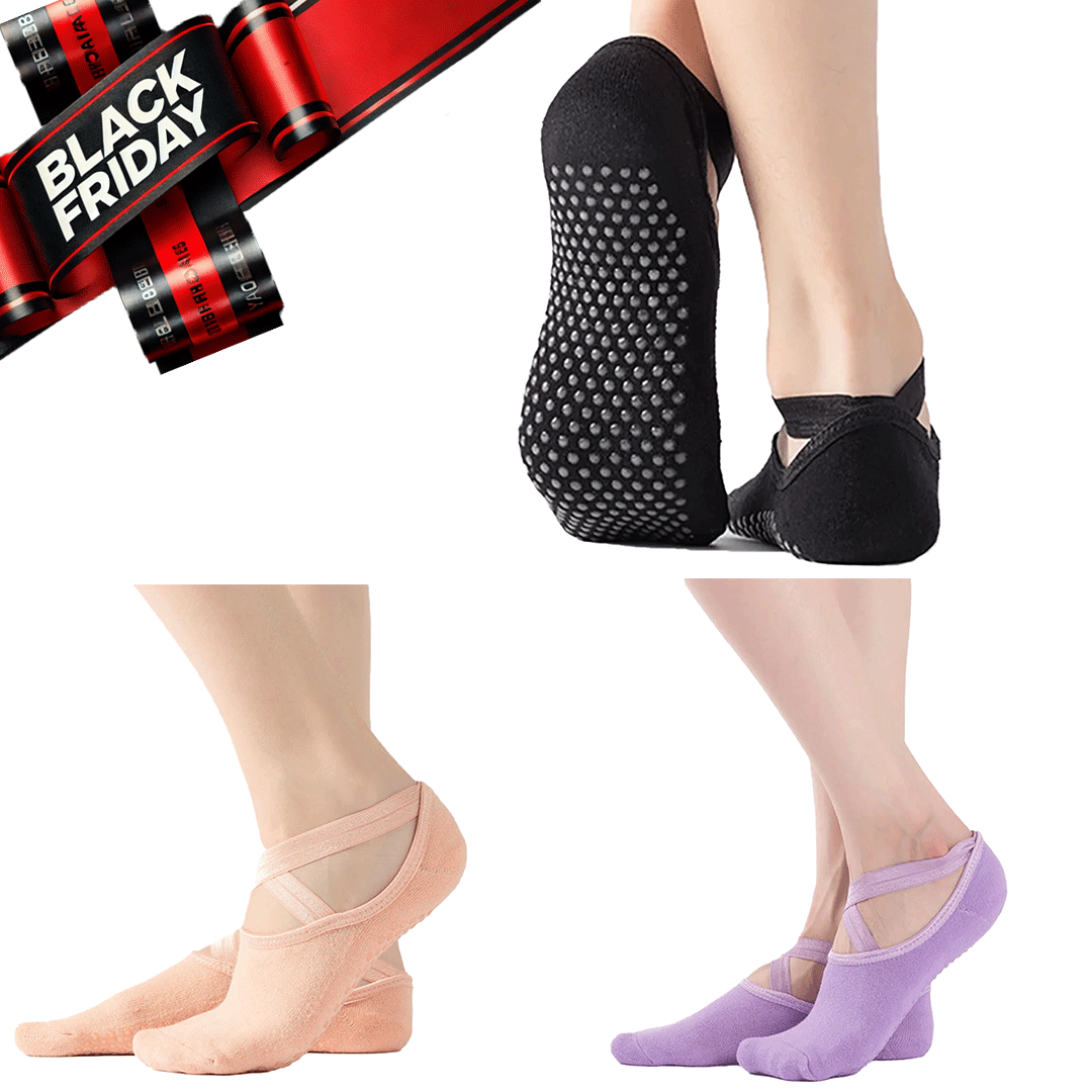 (3x) Pilates Non-Slip Grip Socks Offer