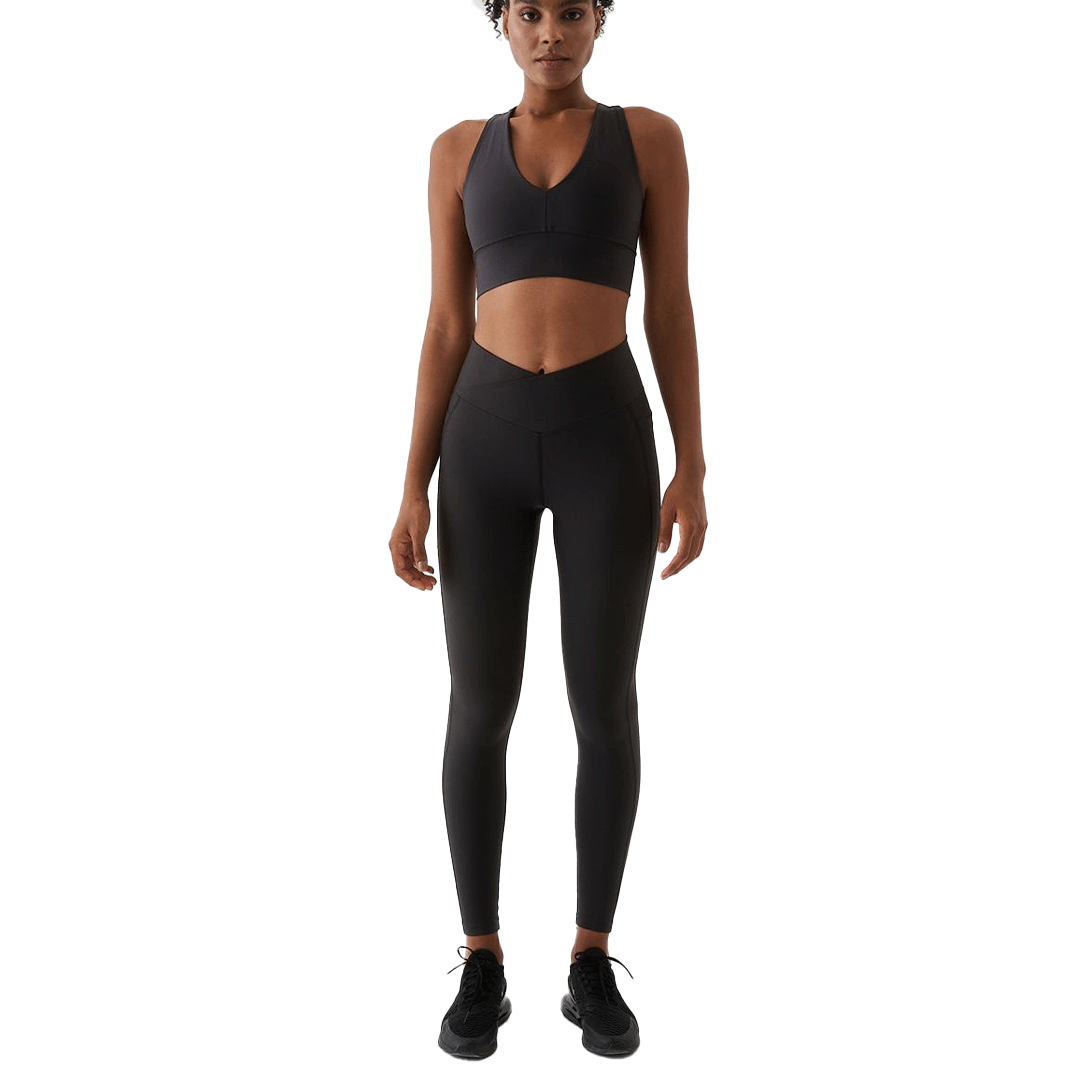 High Waisted Leggings Pocket Tights (Black)