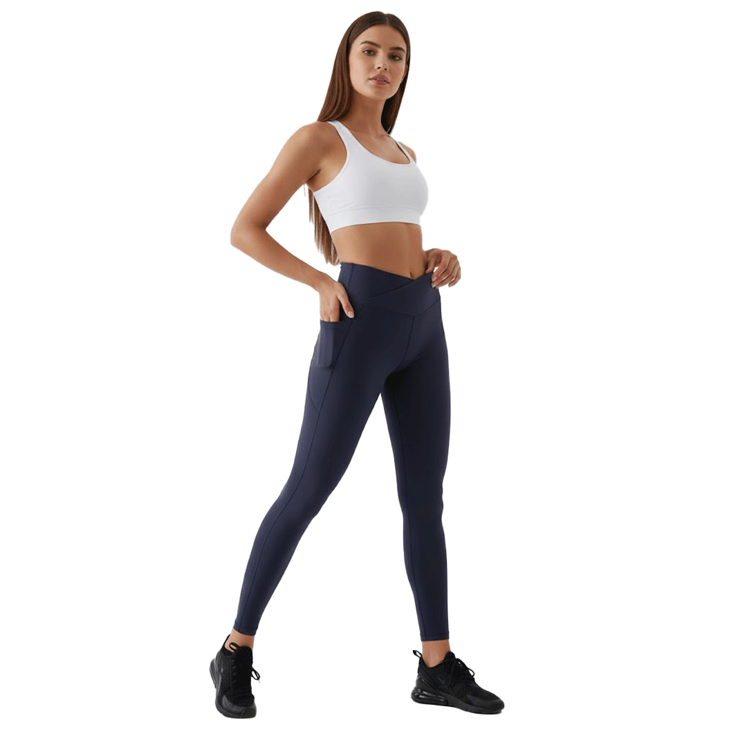 V-Belt Sports Leggings (Navy, Dark Blue)