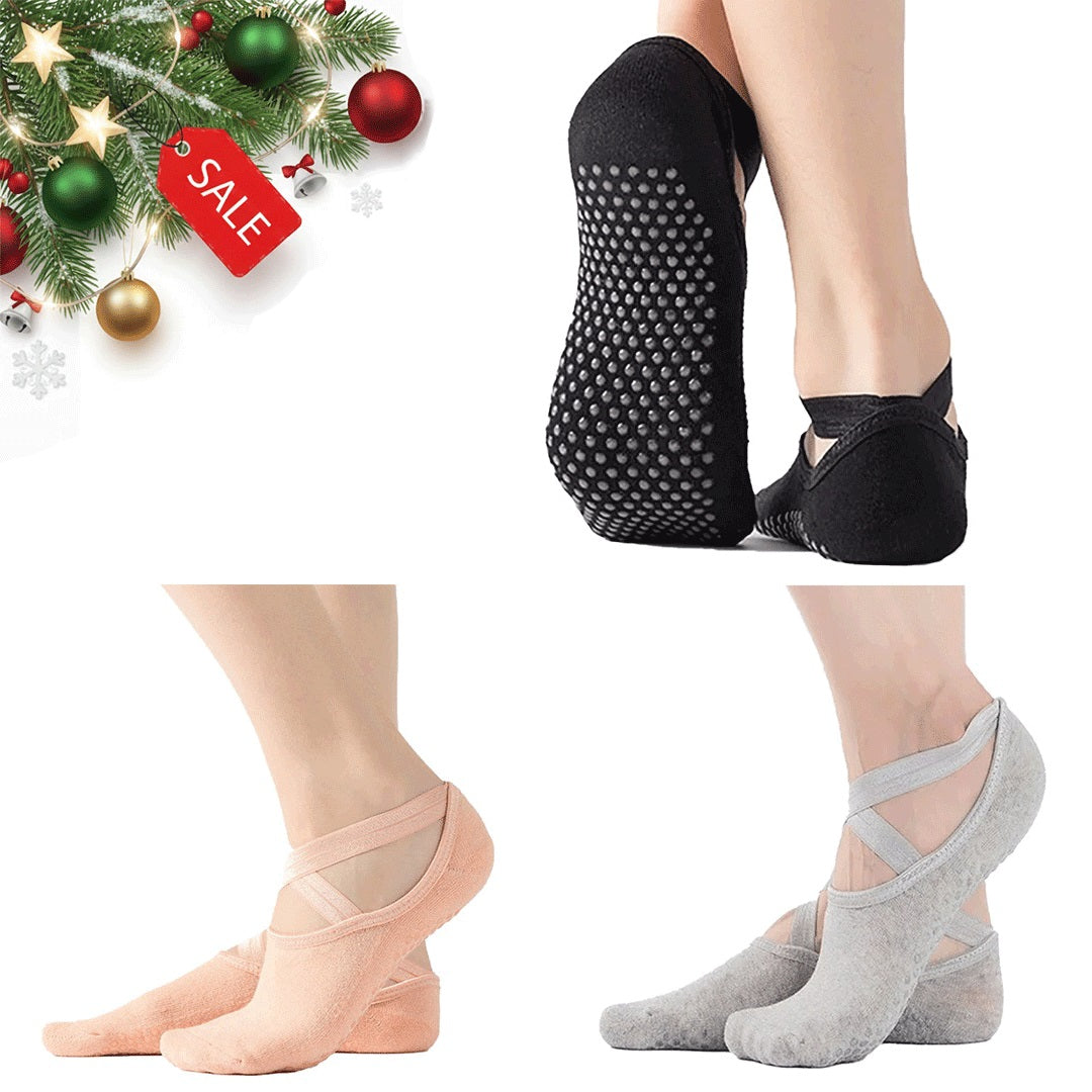 (3x) Pilates Non-Slip Grip Socks Offer