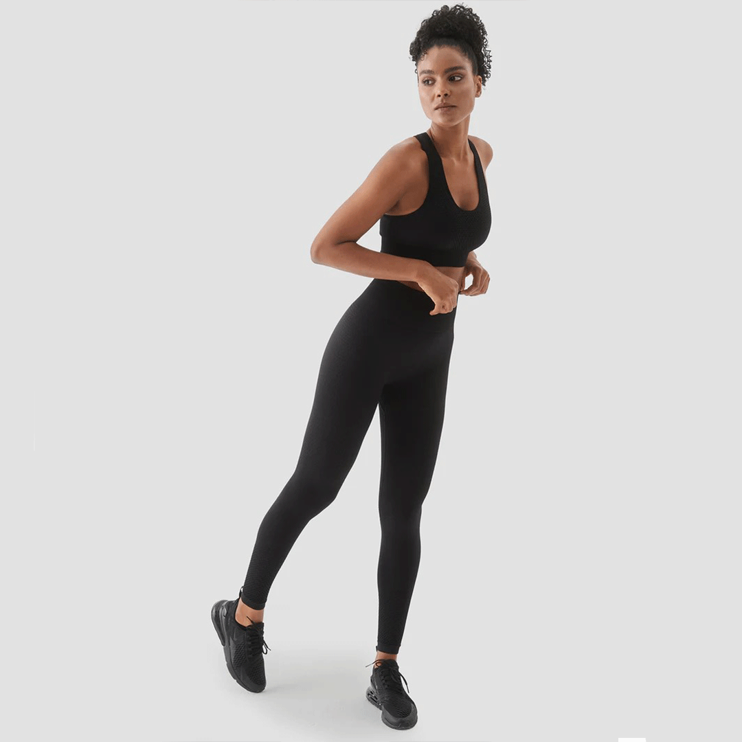 Seamless Sports Tights Leggings (Black)