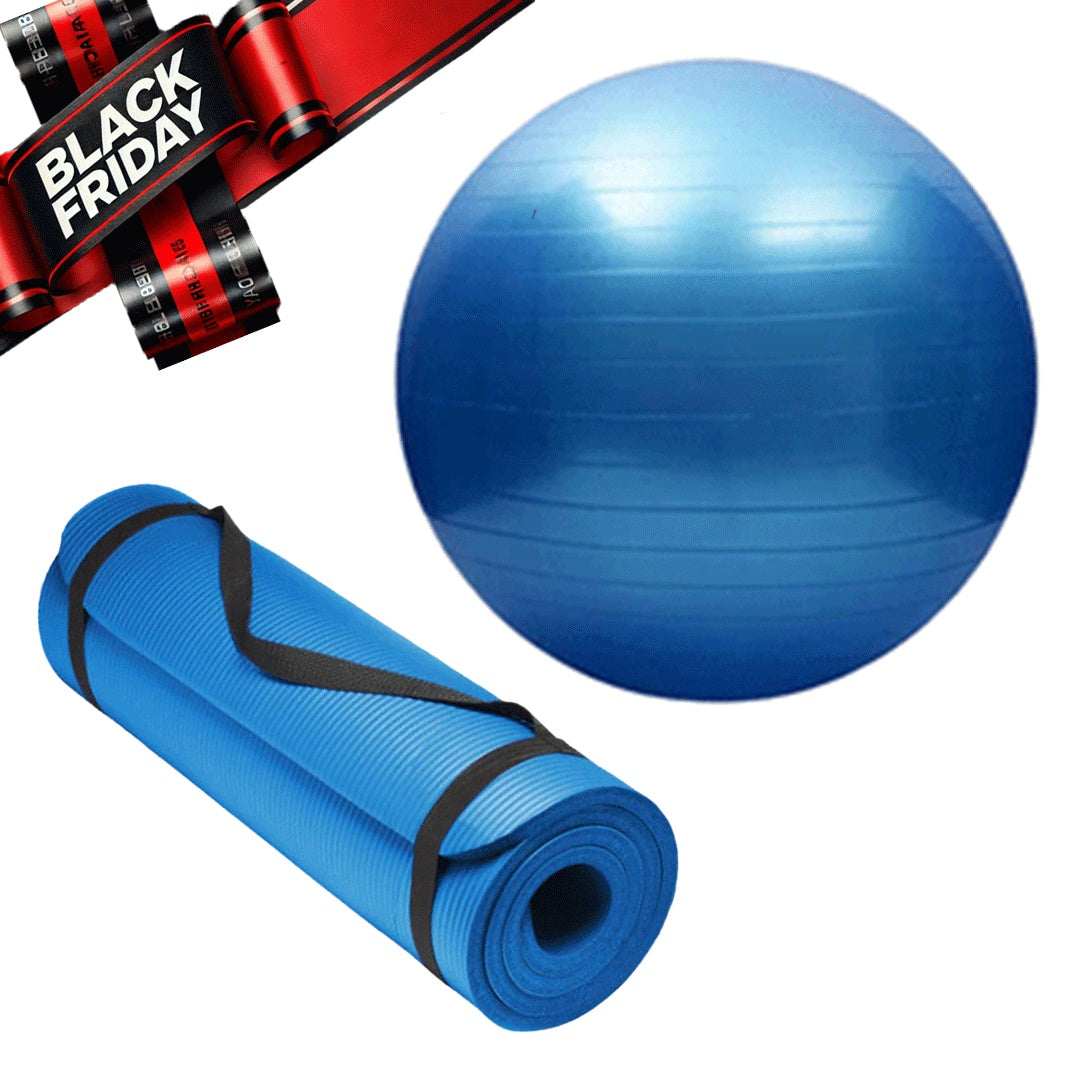 Yoga Mat (1cm thick) + Gym Ball (75cm)