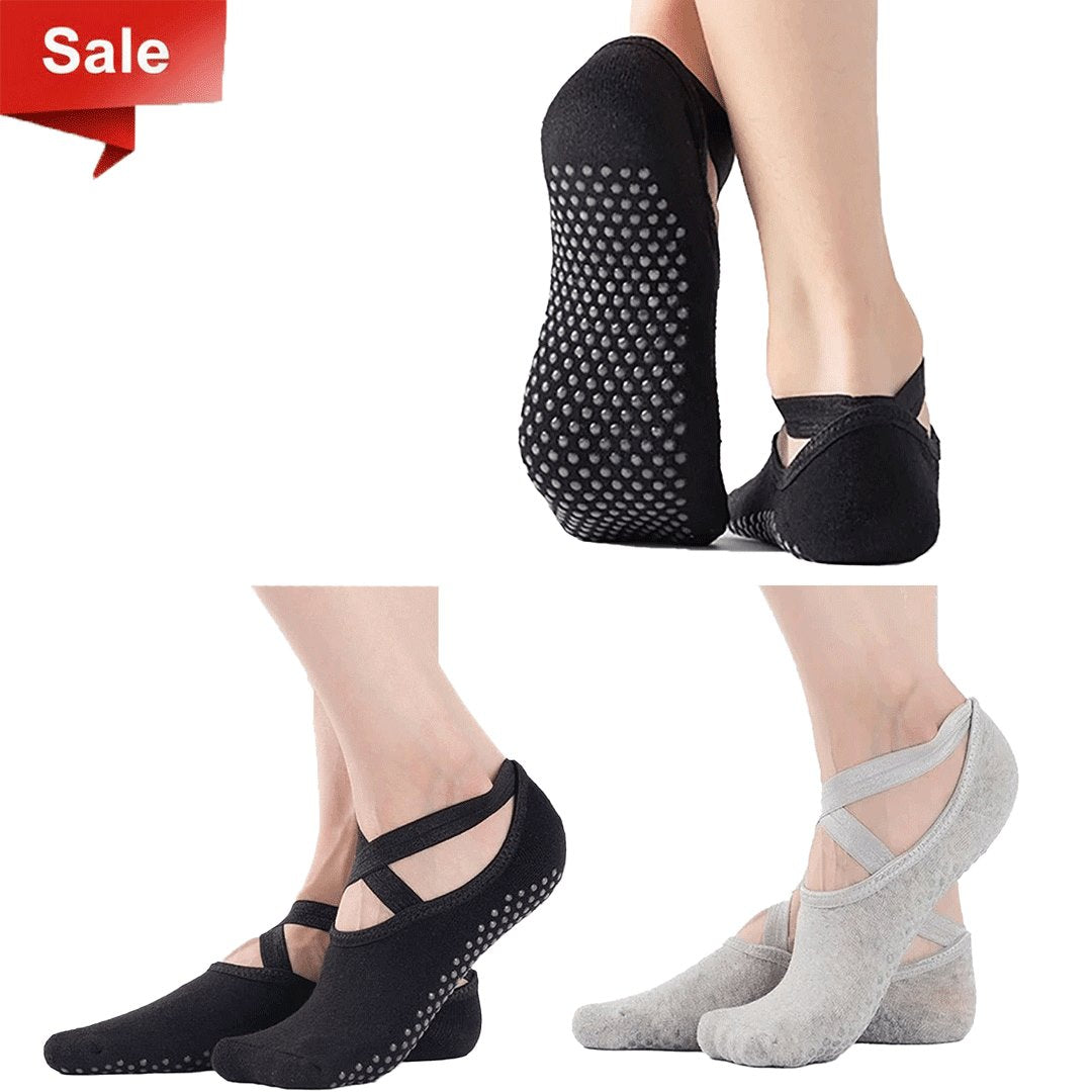 (3x) Pilates Non-Slip Grip Socks Offer